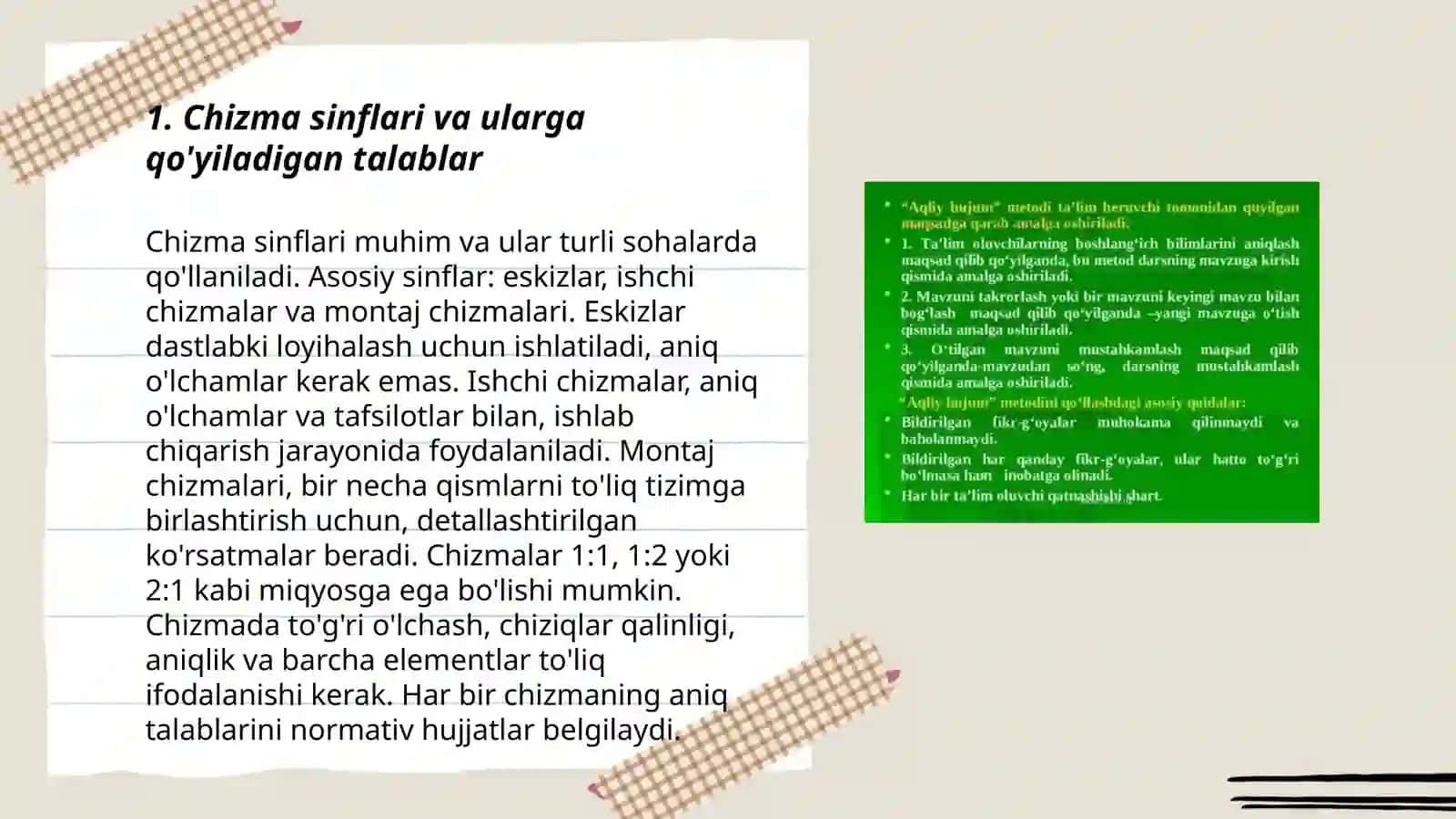 Chizmalar va chizmalar oʻlchamlari 3