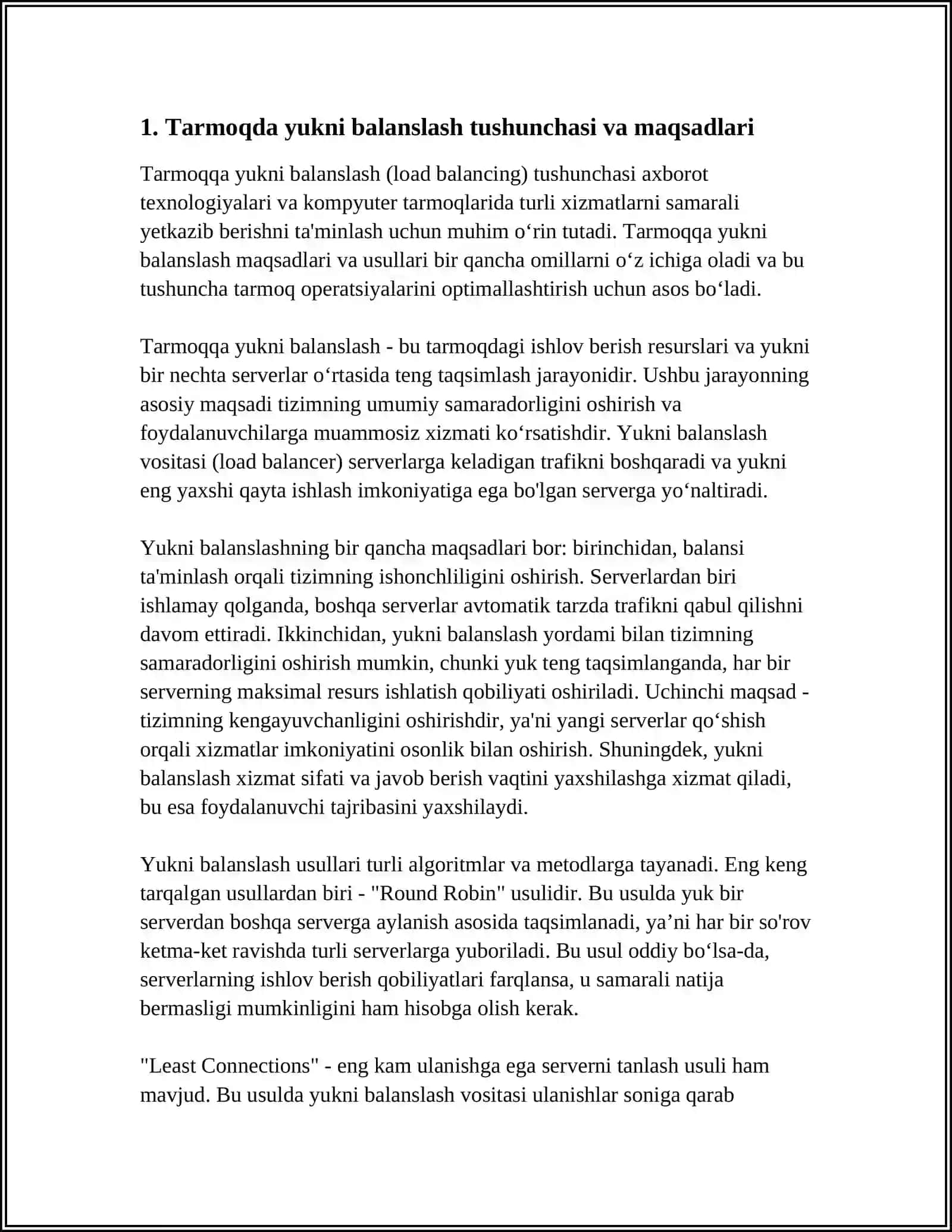 Tarmoqda Yukni Balanslash Usullari 3