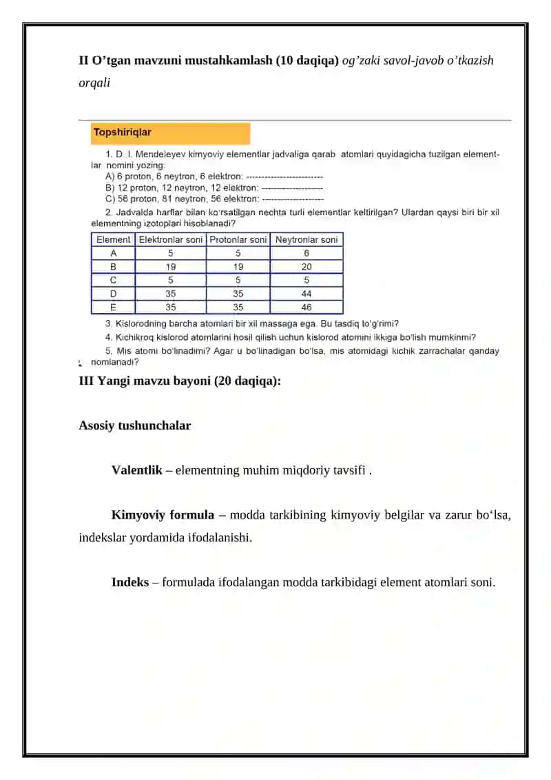 Kimyoviy formula . Valentlik 3