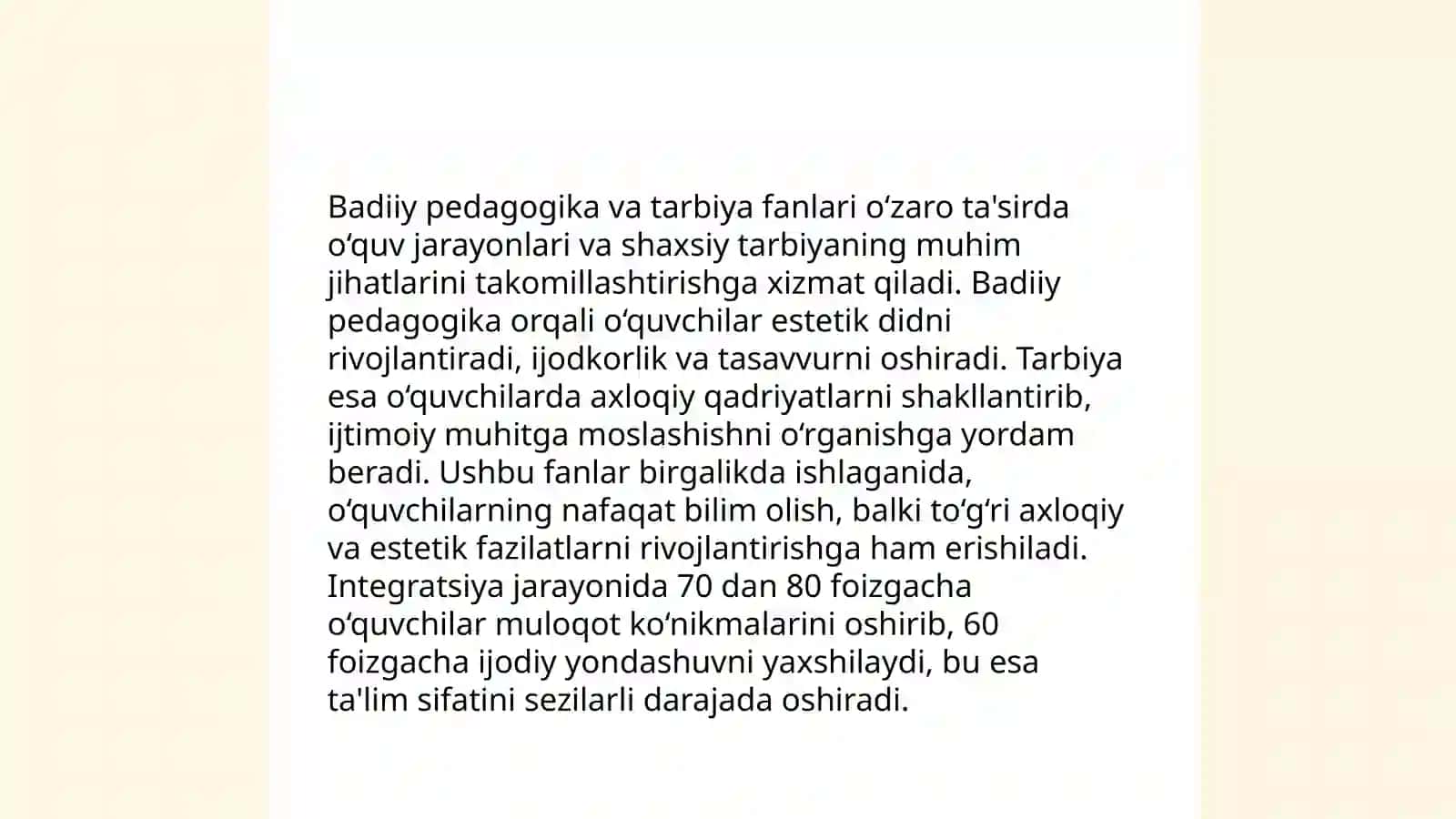 Tarbiya fani o'qitishda badiy va teatr pedagogikasi imkonyatlaridan foydalanish 3
