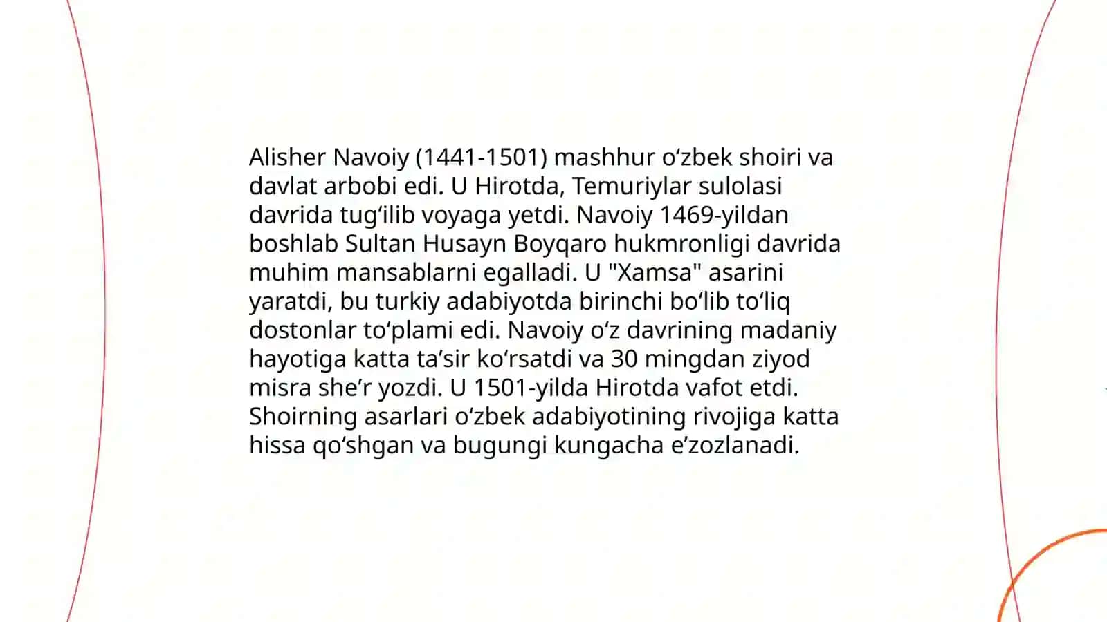 Alisher Navoiyning “Ayt”, “Sanga” radifli g‘azallarini yodlash 3