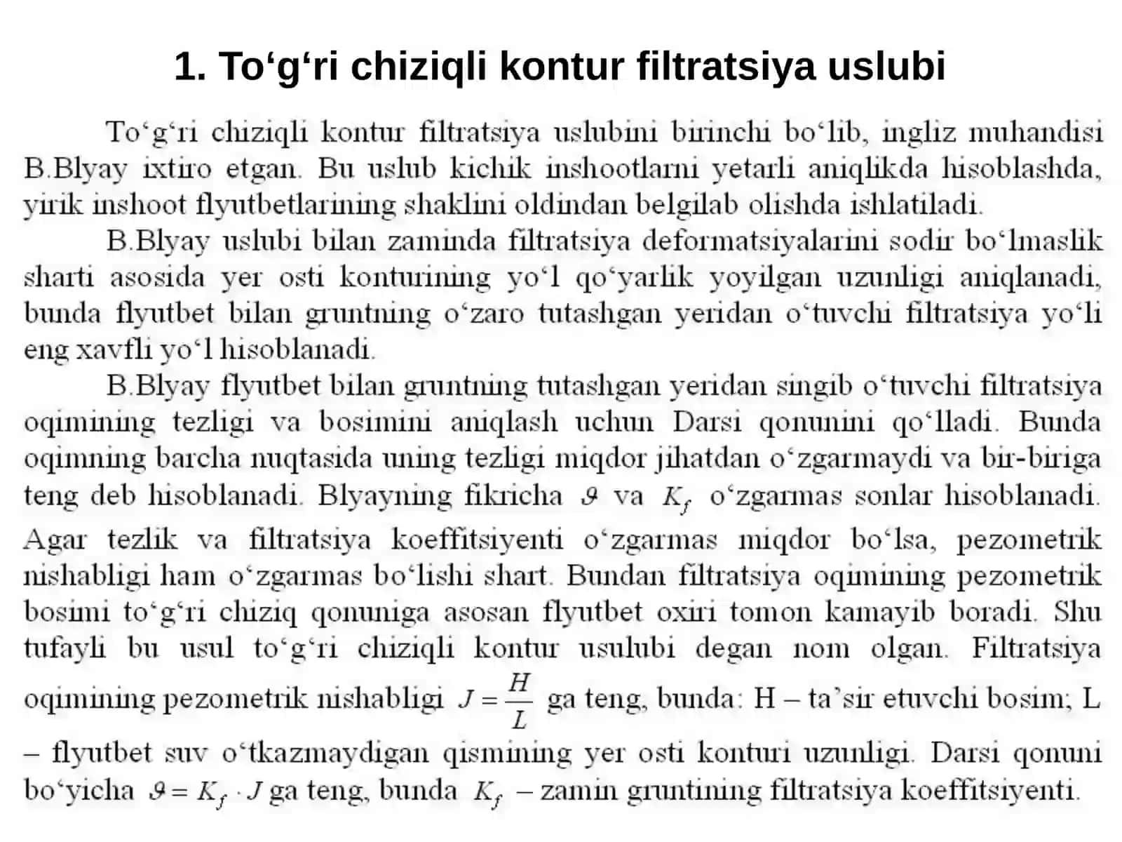 Filtratsiya hisoblarining yaqinlashgan usullari 3
