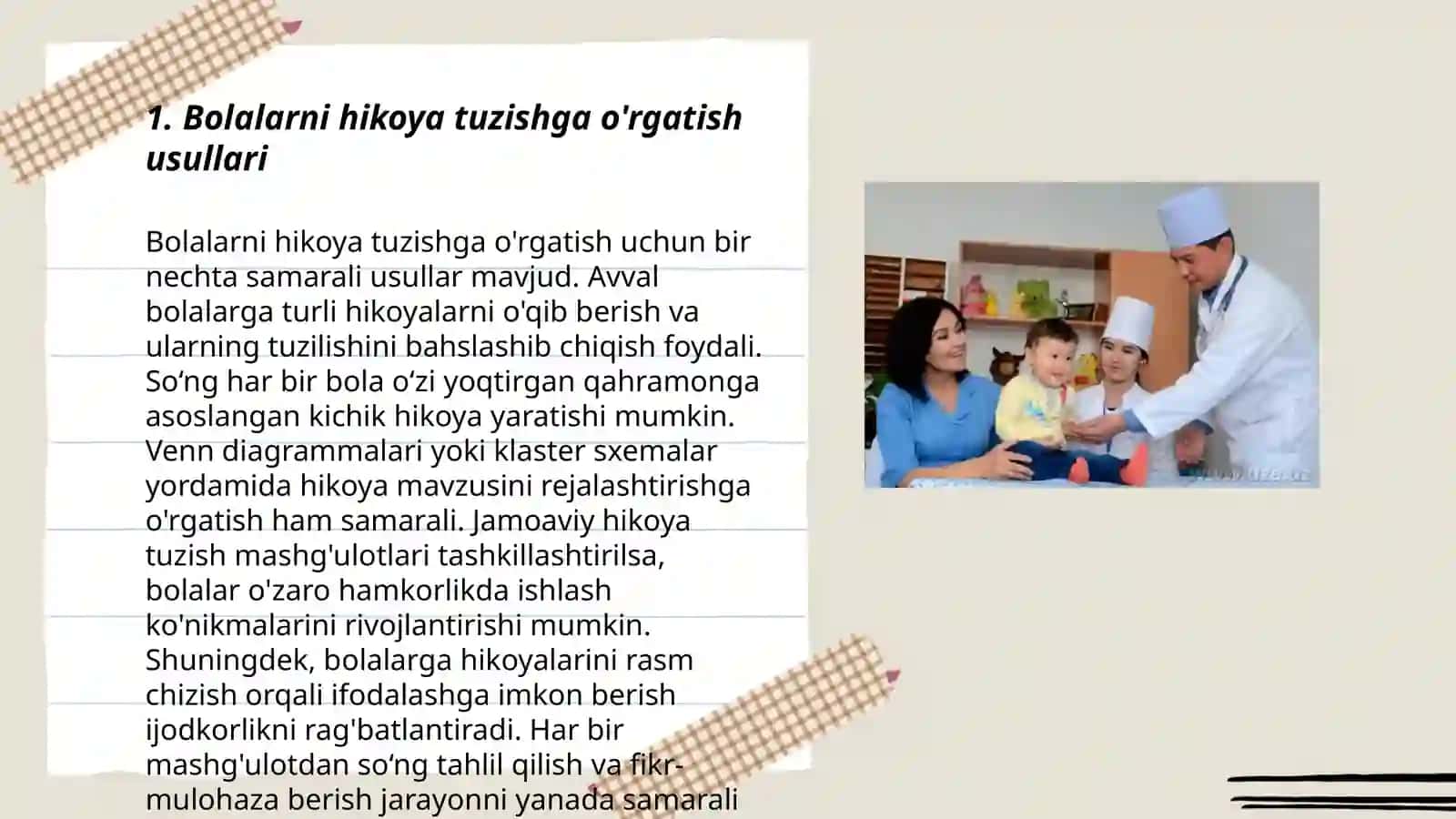 Bolalarni qayta hikoyalashga o'rgatish bo'yicha ijodiy ishlar tayyorlash 3