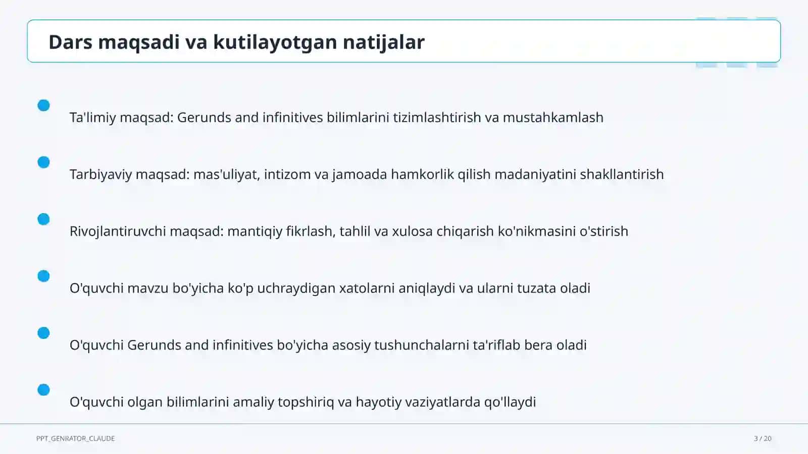 Gerunds and infinitives (11-sinf) 3