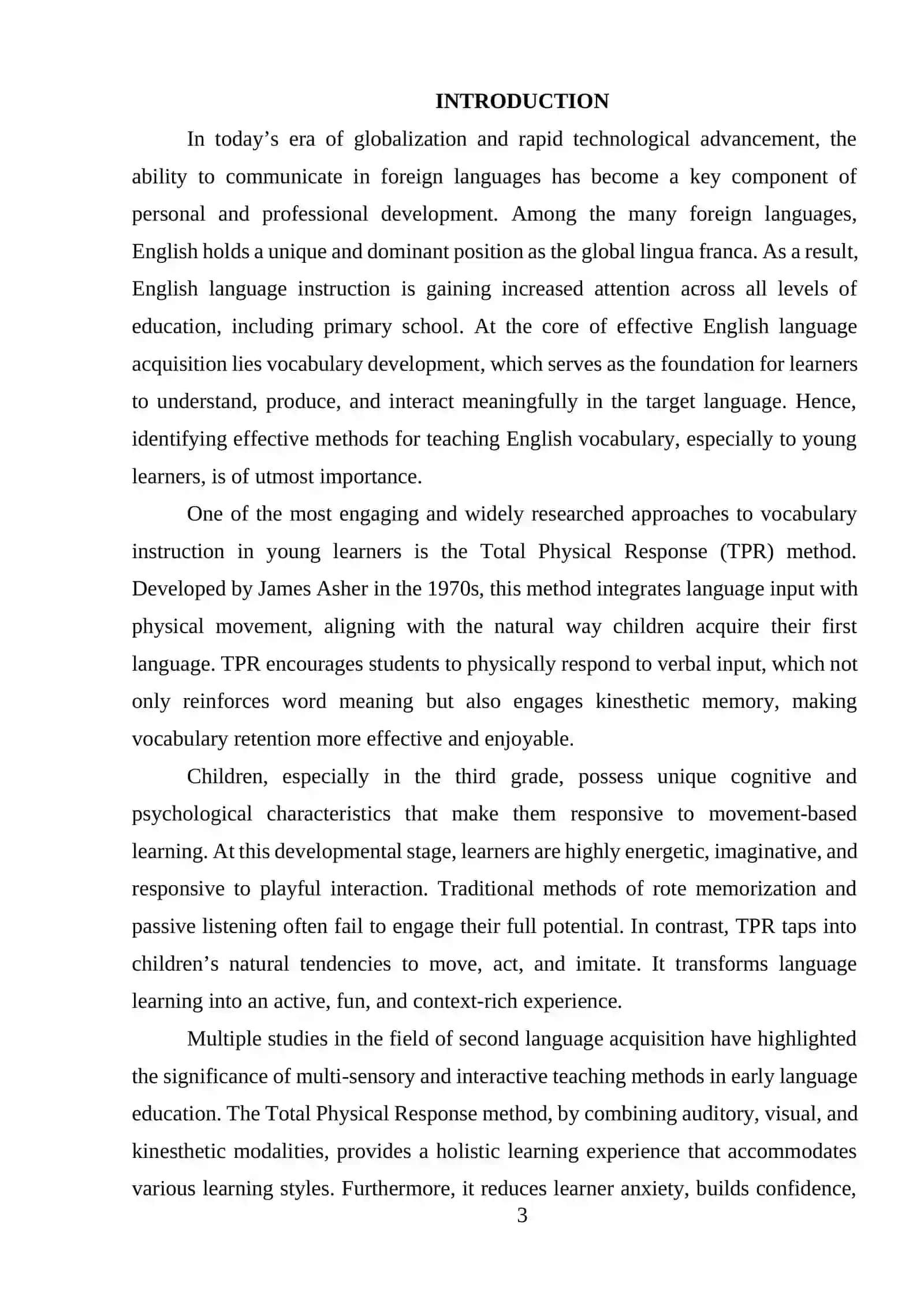 Teaching English vocabulary trough the total physical response method 3