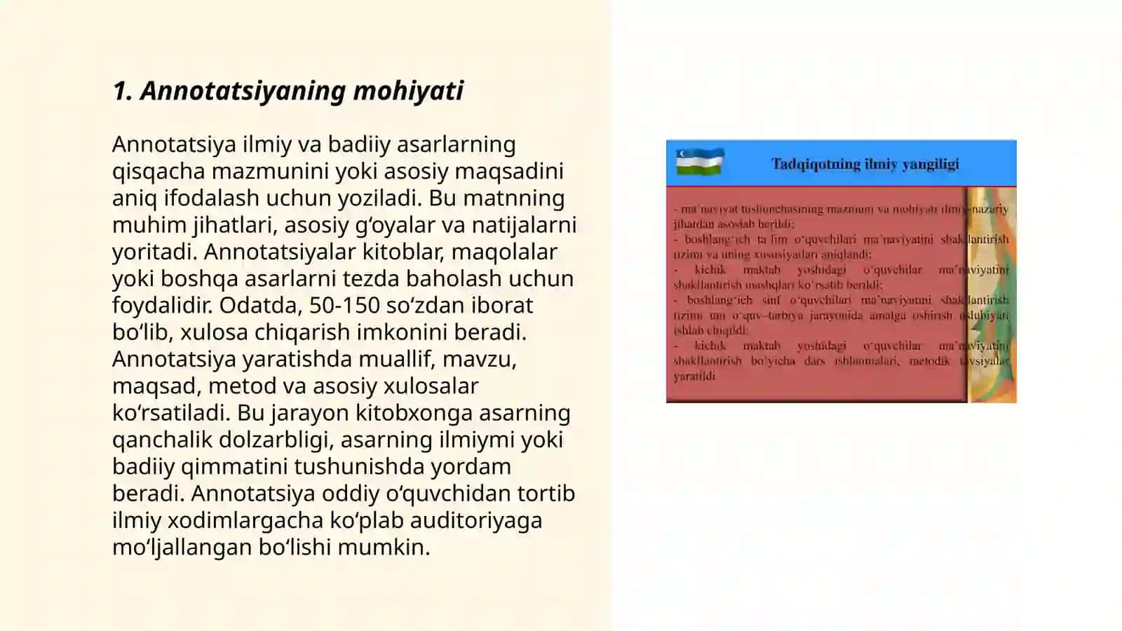 Ilmiy nashrning dastlabki shakllari.Annotatsiya va uni yozish metodikasi 3
