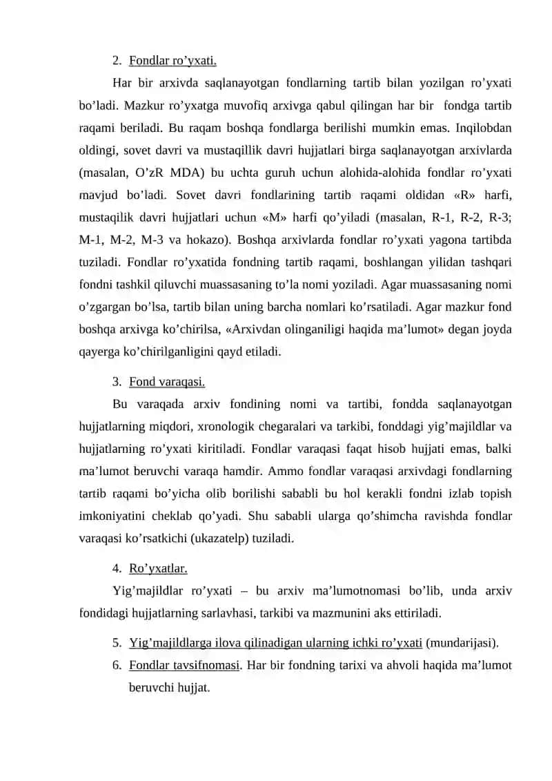 Arxiv hujjatlarini hisobga olish, ularni mavjudligi va holatini tekshirish 3