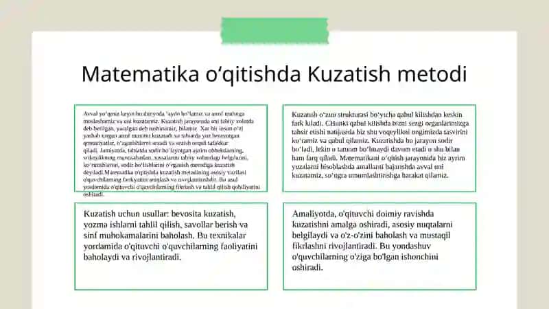 Matematikani oʻqitishda kuzatish va tajriba, taqqoslash va analogiya metodlari 3
