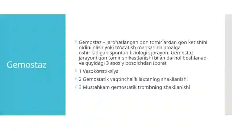 Trombotsitlar. Gemostaz. Fibrinoliz 3