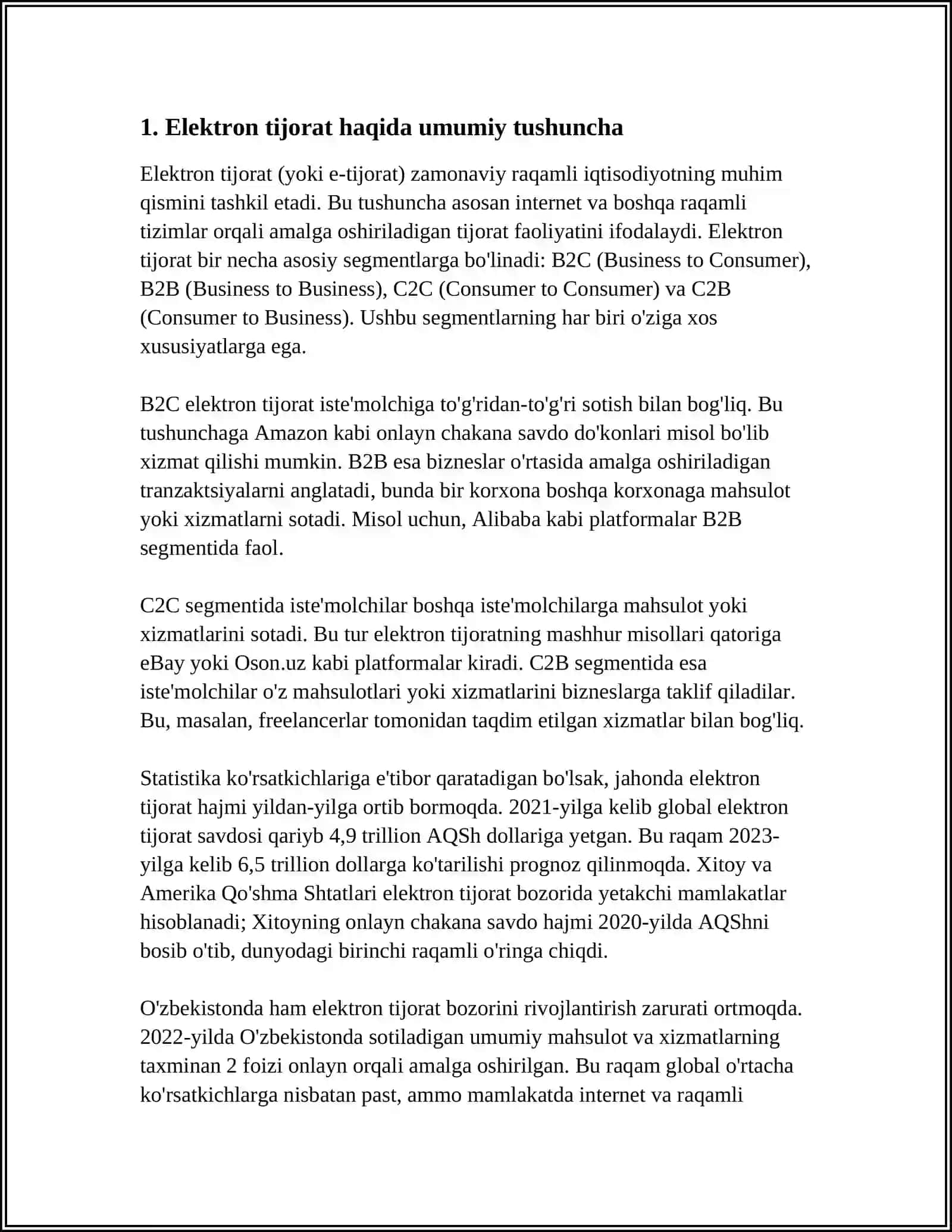 TURIZM KORXONA FAOLIYATINING ELEKTRON BIZNES REJASI 3