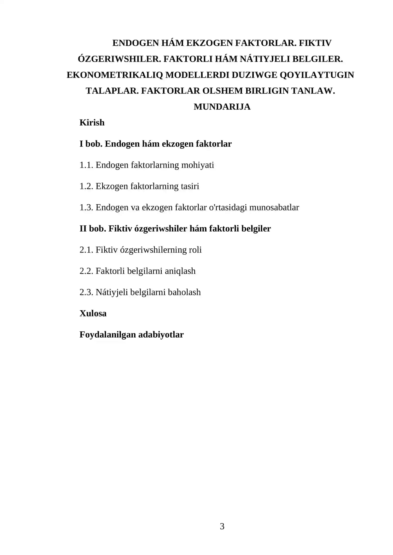 EKONOMETRIKA FANIDAN TAYYORLAGAN KURS ISHI 3
