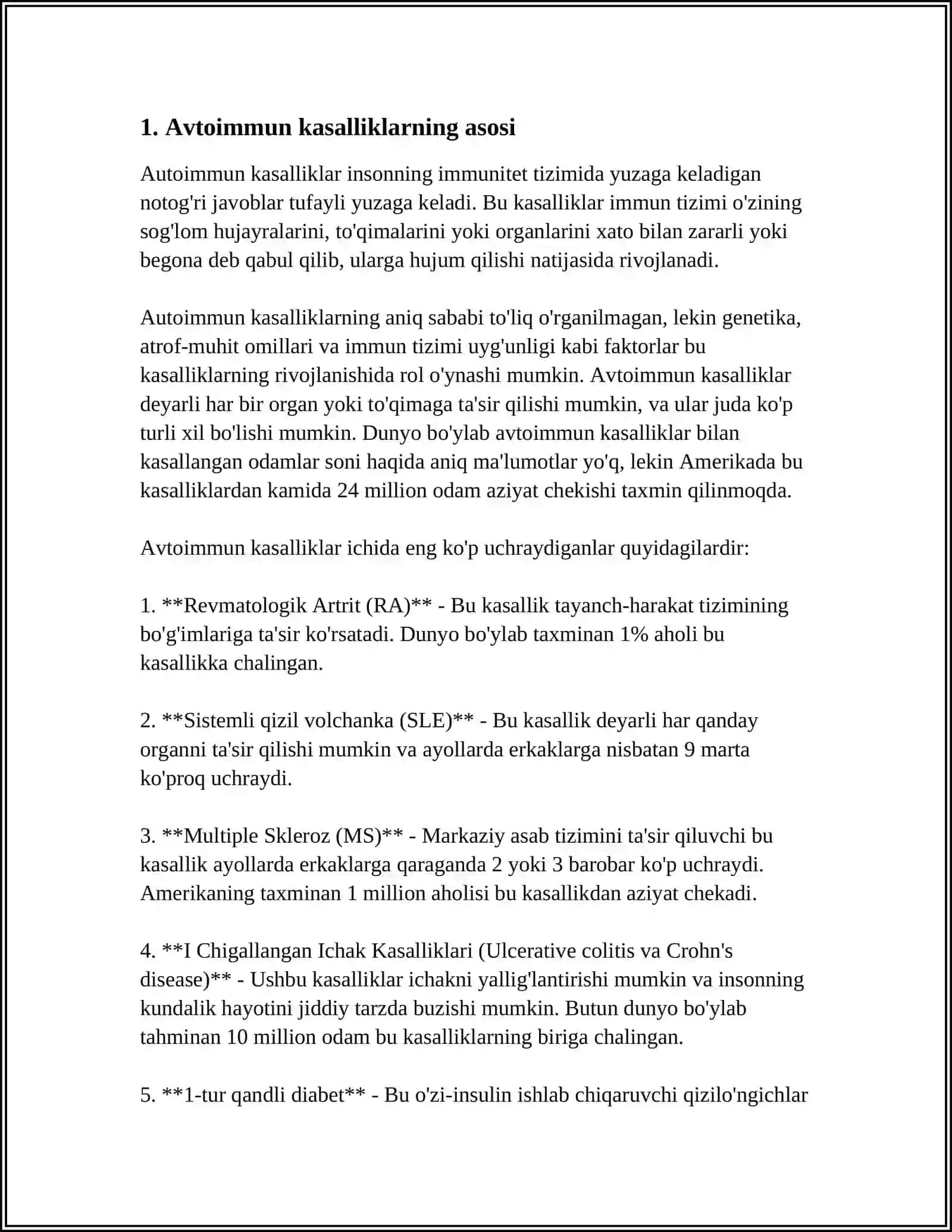 IMMUNOLOGIK TOLERANTLIK NUQSONLARI. AUTOIMMUM XASTALIKLAR 3