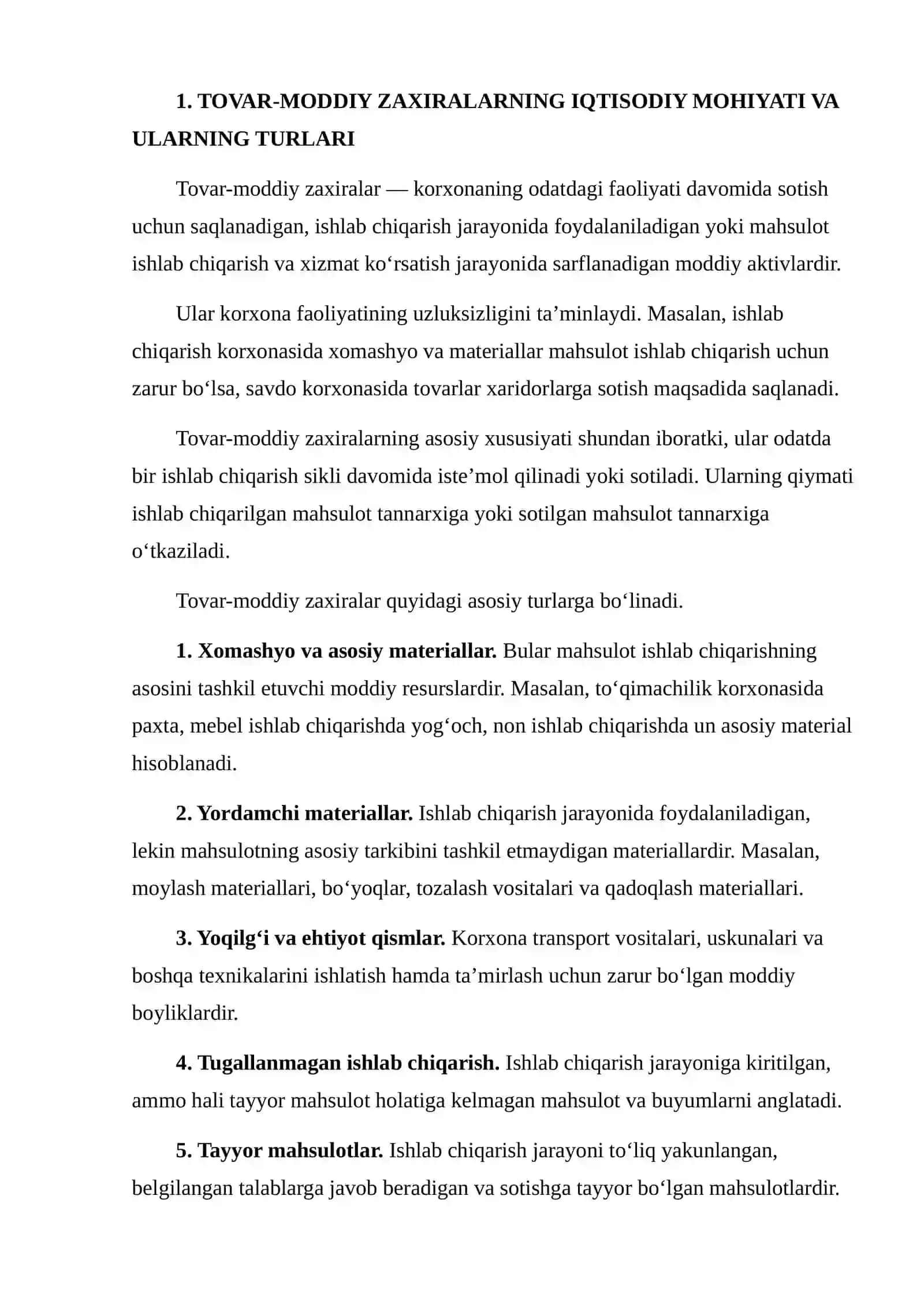 TOVAR-MODDIY ZAXIRALARNI BAHOLASH VA HISOBGA OLISH USULLARI 3