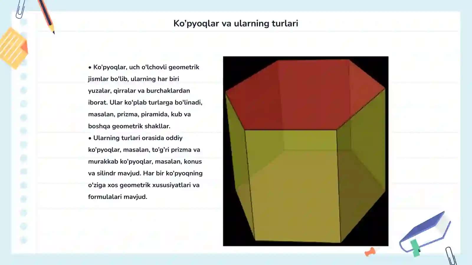 Ko’pyoqlar. Prizma 3