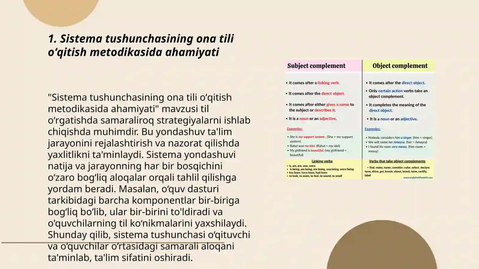 Ona tili oʻqitish metodikasi fanida Sistemaviylik va izchillik prinsipi mavzusiga mashqlar asosida taqdimot 3