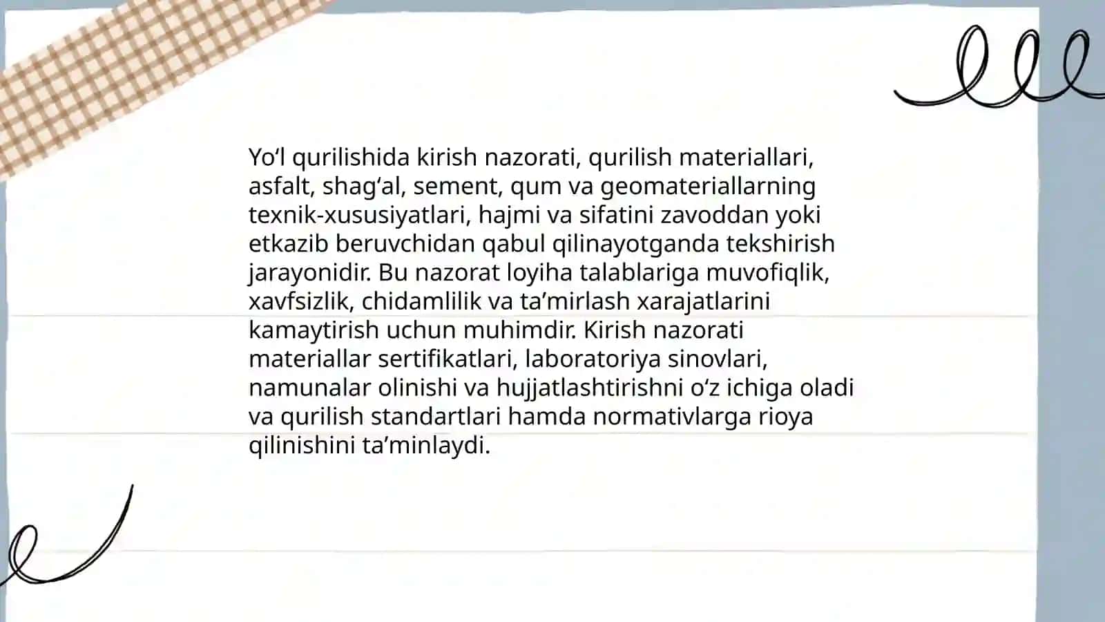 Yoʻl qurilishida kirish nazorati 3