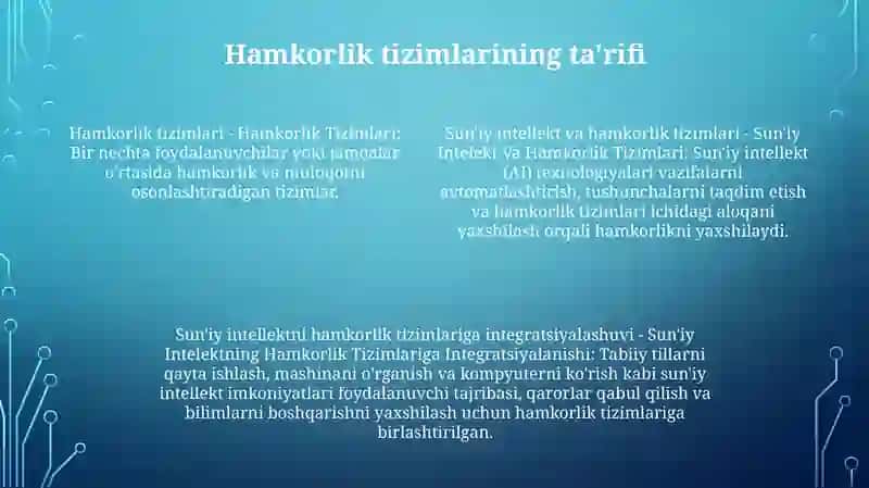 Hamkorlik Tizimlari Sun'Iy Intelekt Fanidan 3