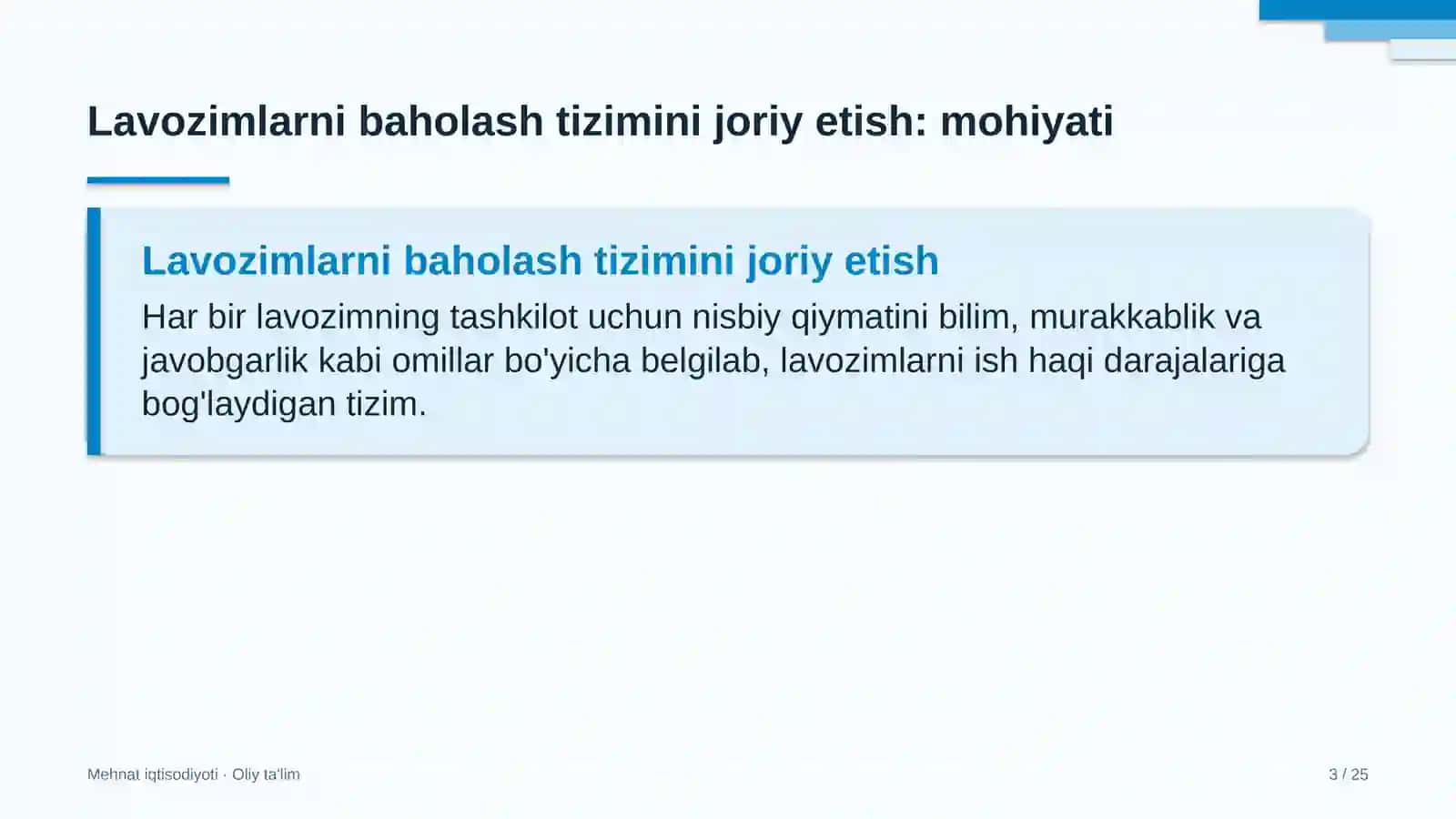 Lift xo'jaligida lavozimlarni baholash tizimini joriy etish 3