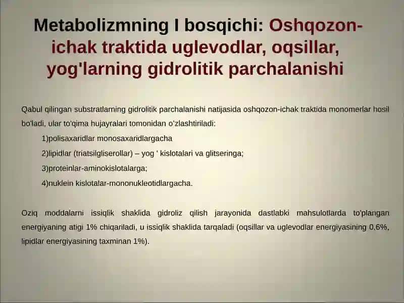 Metabolizm patofiziologiyasi: energiya va oqsil almashinuvining buzilishi 3