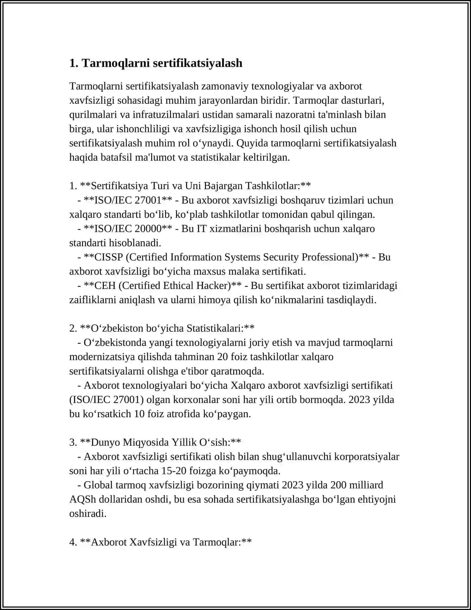 Tarmoqlarni sertifikatsiyalash 3