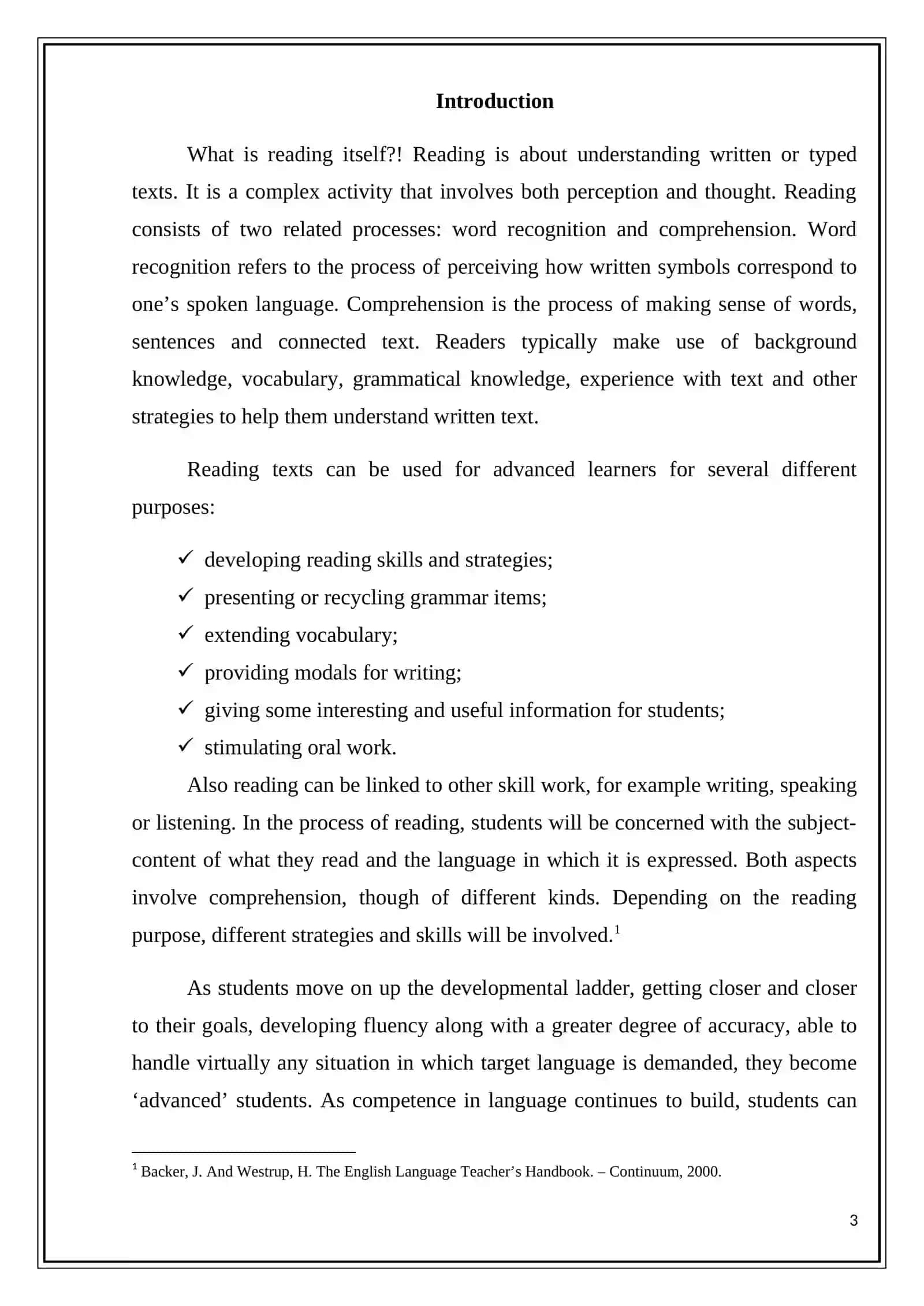 “Reading as an interactive process. Creating pre, while, post-reading activities” 3