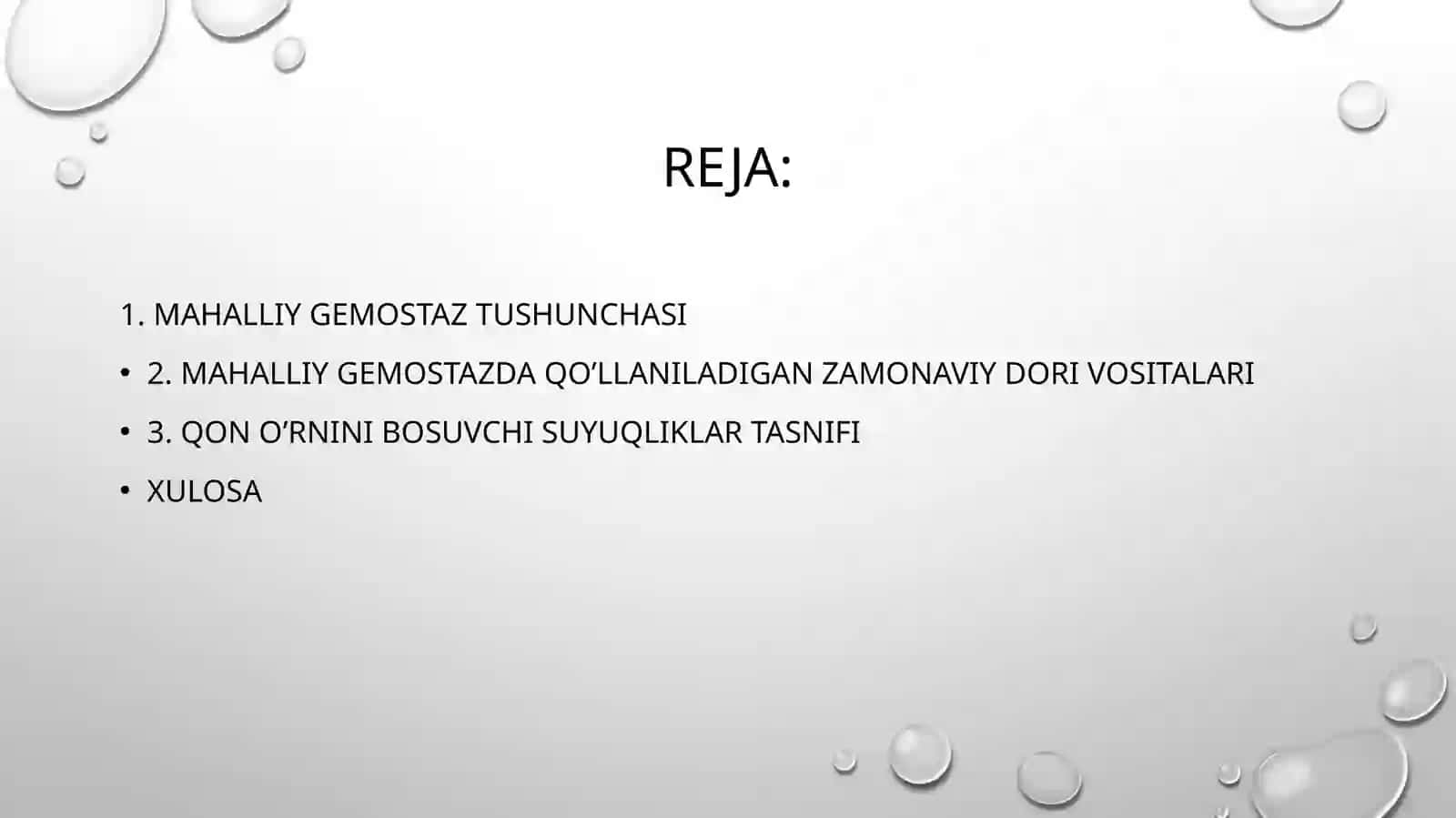 gemostaz uchun zamonaviy dori-vositalar. Qon o’rnini bosuvchi suyuqliklar 3