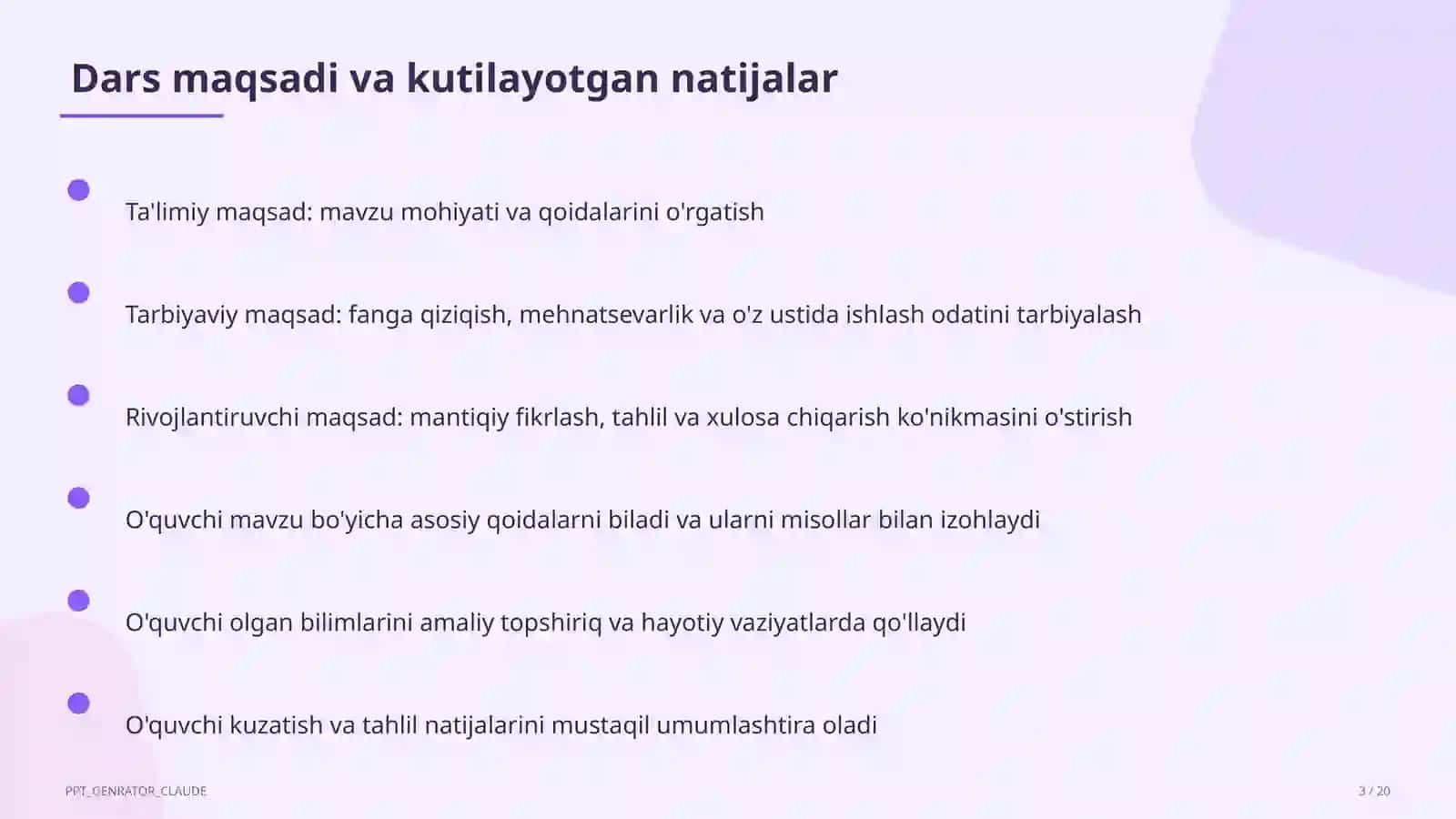 Dolzarb mavzular — maktab va o'qituvchilar (2026) — takrorlash darsi uchun 3
