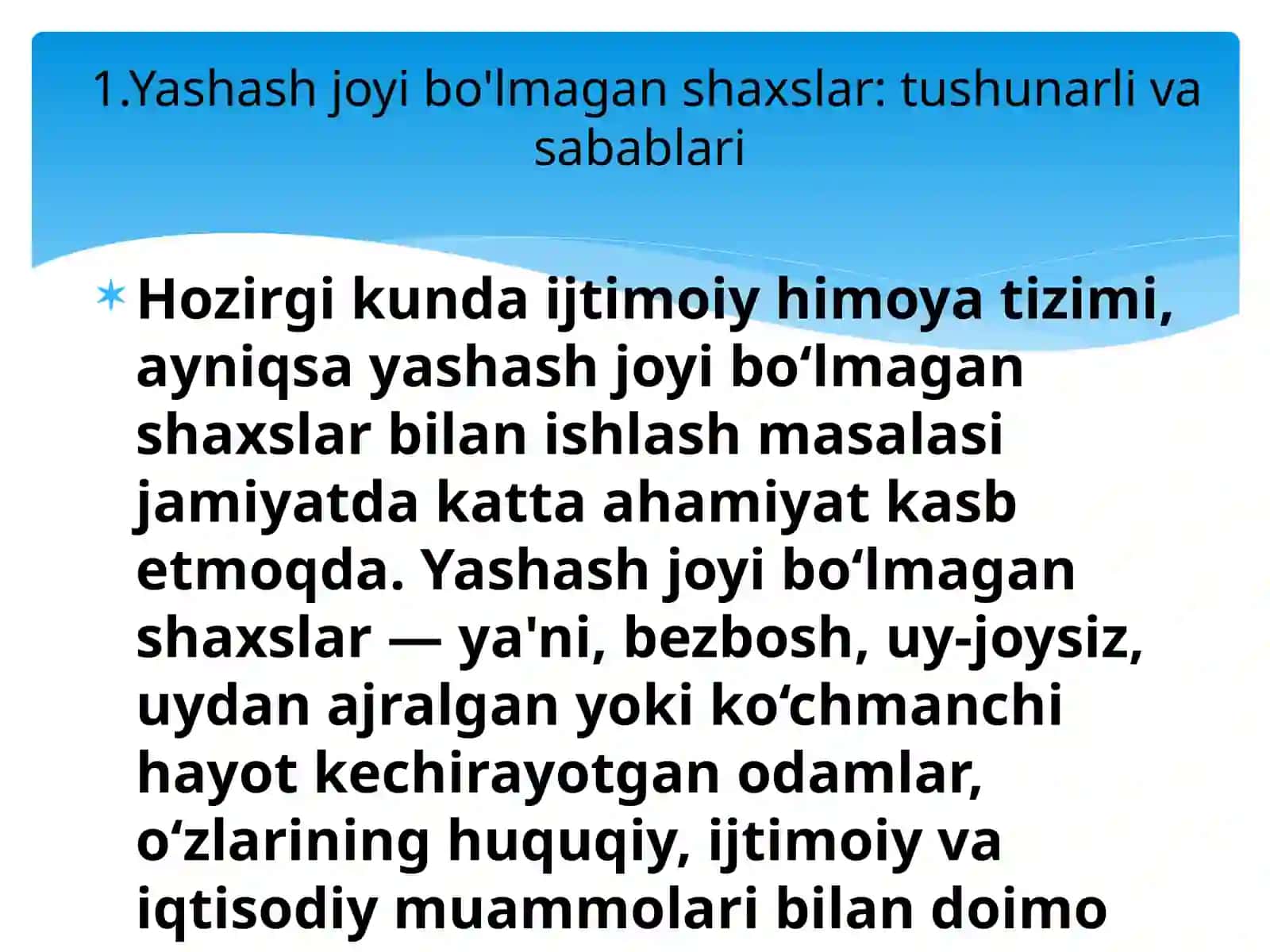 YASHASH JOYI BOLMAGAN SHAXSLAR BILAN IJTIMOIY ISH 3
