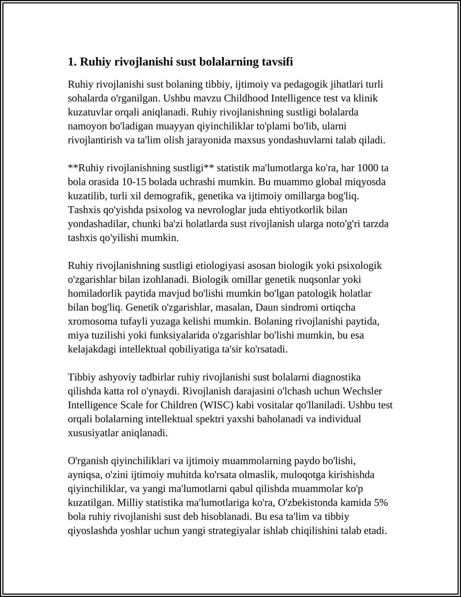RUHIY RIVOJLANISHI SUSTLASHGAN BOLALARNI PEDAGOGIK TAVSIFNOMASI VA ULAR BILAN OLIB BORILGAN KORREKSION TARBIYAVIY ISHLAR 3