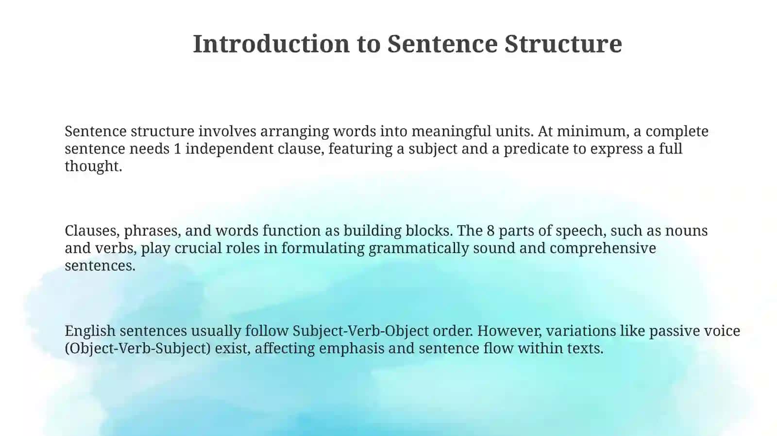 Analysis of simple, compound sentences 3