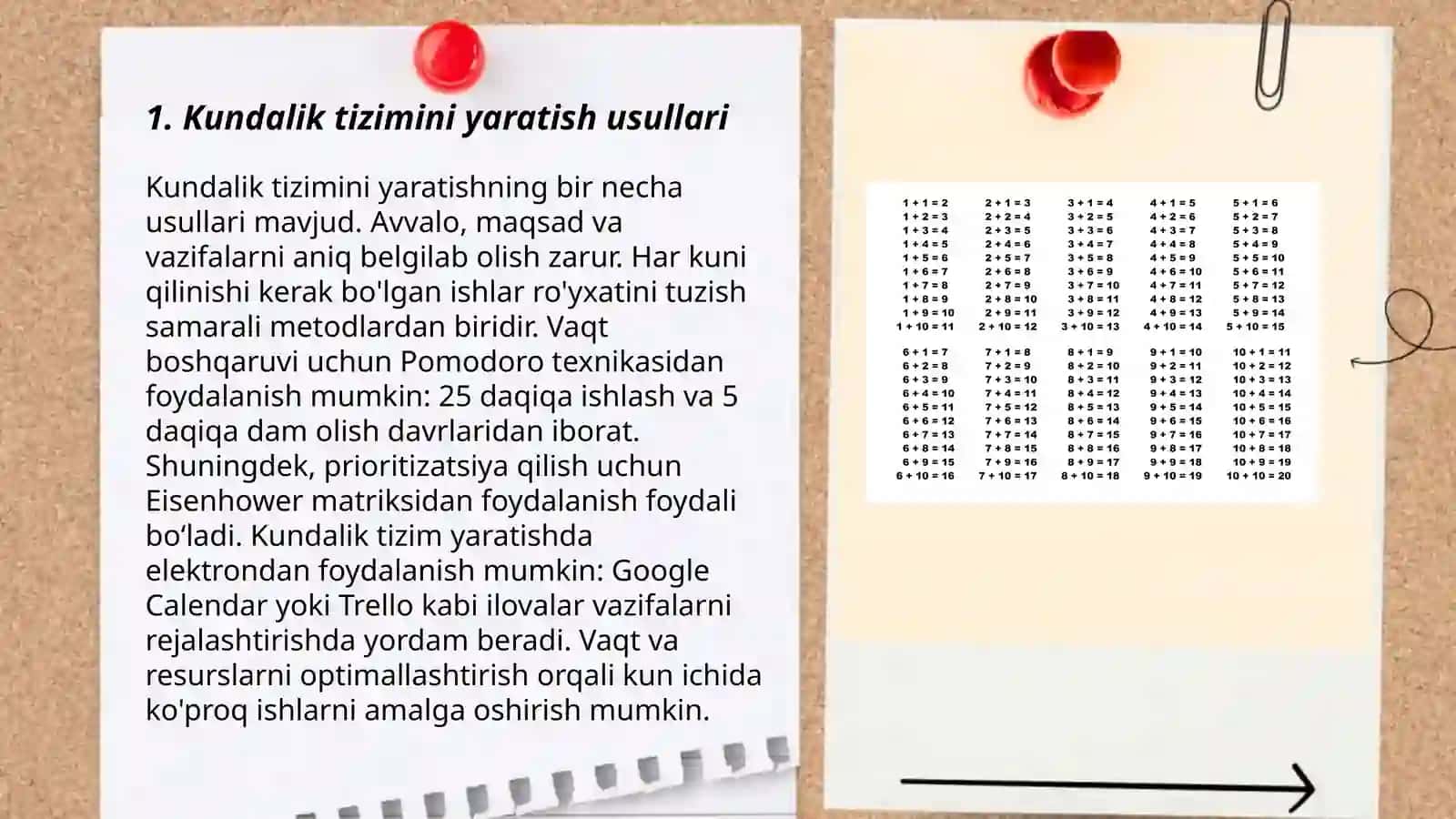 Kundalik, kalendar reja va texnologik xarita tuzish 3