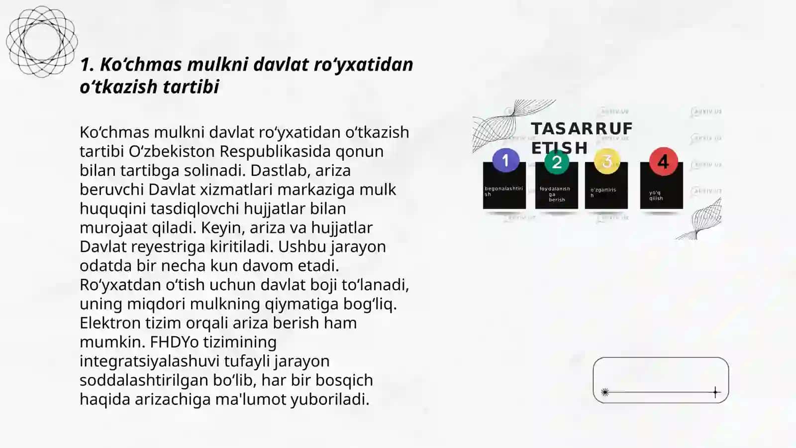 Ko‘chmas mulk guruhiga oid kadastrlarni yuritish tartibi va vazifalari 3