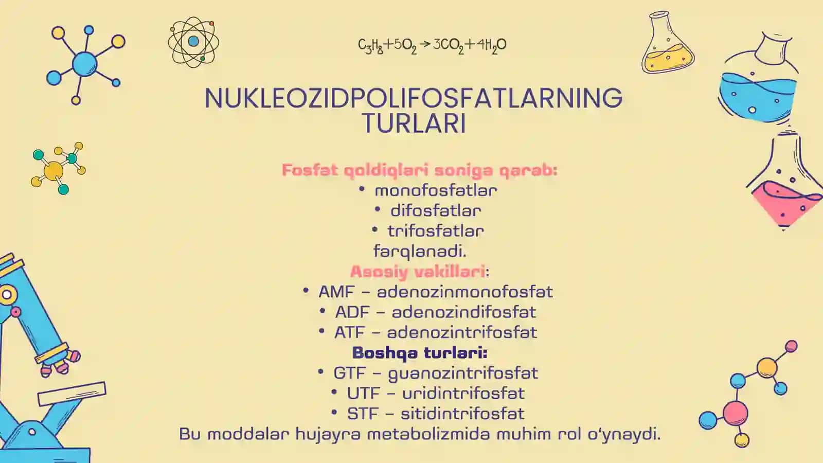 NUKLEOZIDPOLIFOSFATLAR. AMF, ADF, ATF VA MAKROERGIK BOG‘LAR 3