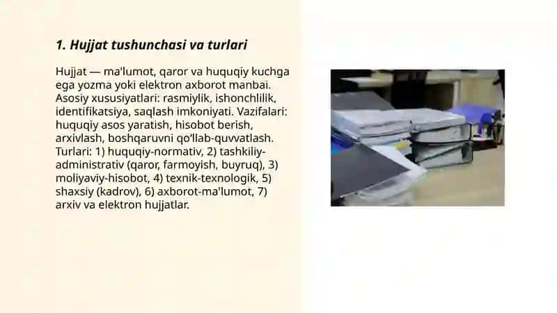 Hujjat turlari va ishyuritish asoslari 3