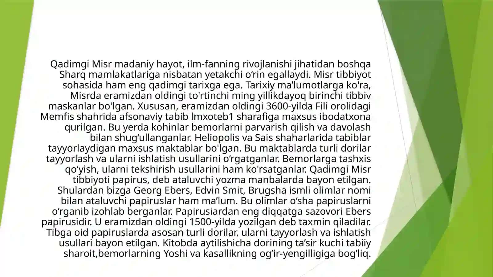 QADIMGI SHARQ MAMLAKATLARIDA DAVOLASH USULLARI 3