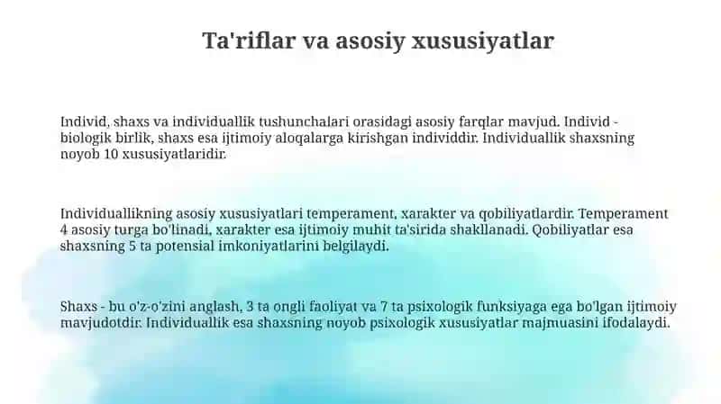 Individ, shaxs, individuallik tushunchalari 3