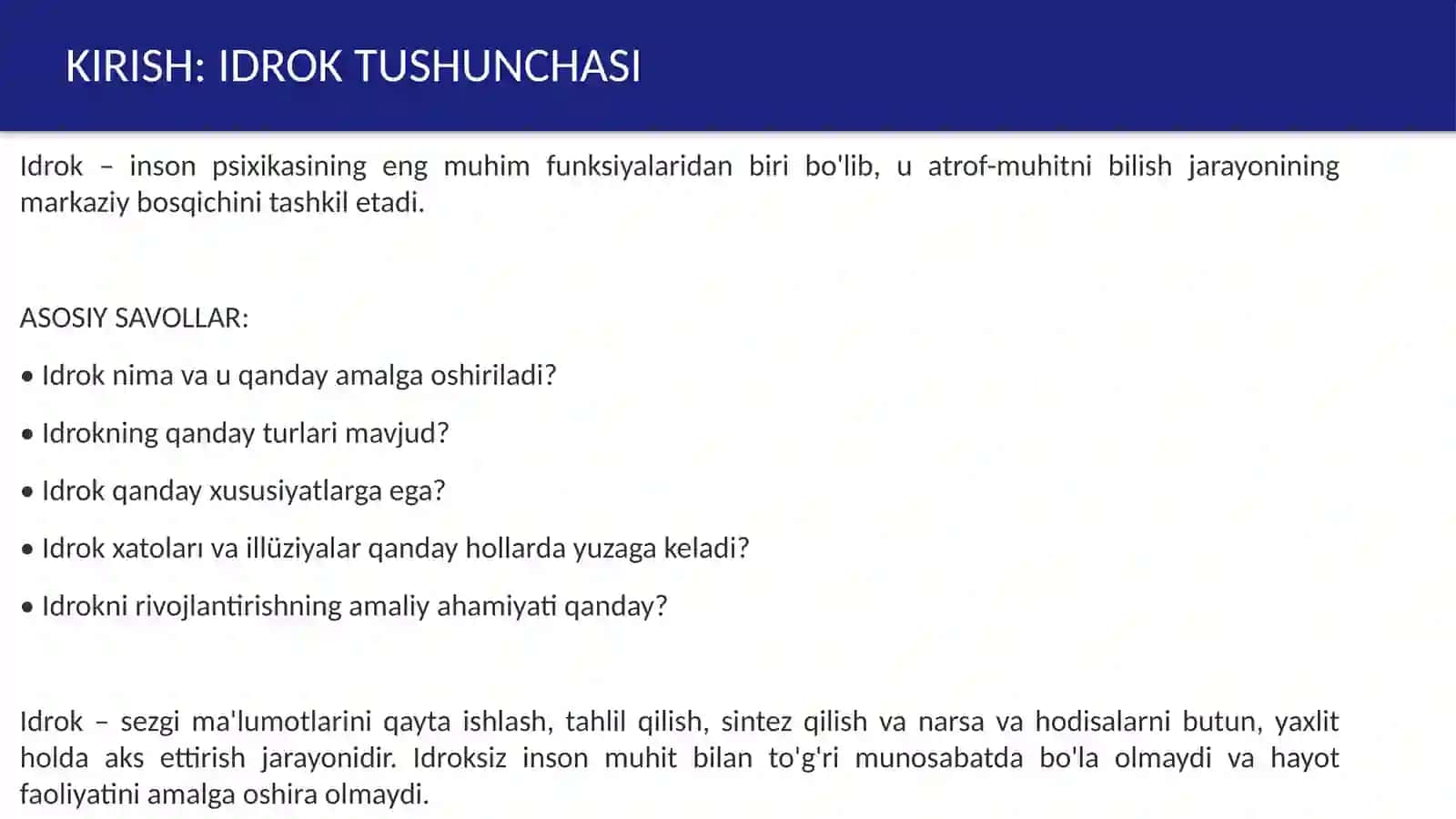 Idrok va uning turlari 3