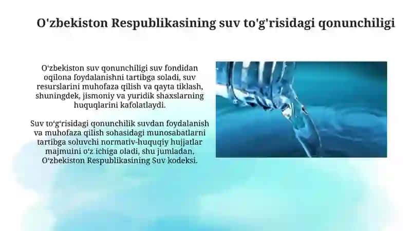 O'zbekiston Respublikasining Suv Qonunchiligi 3