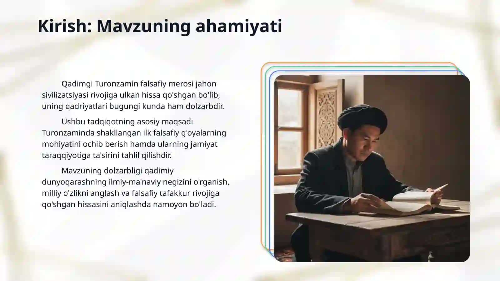 Turonzaminda shakllangan ilk falsafiy g‘oyalar. 3