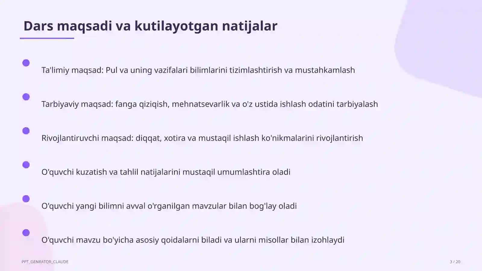 Pul va uning vazifalari (9-sinf) 3