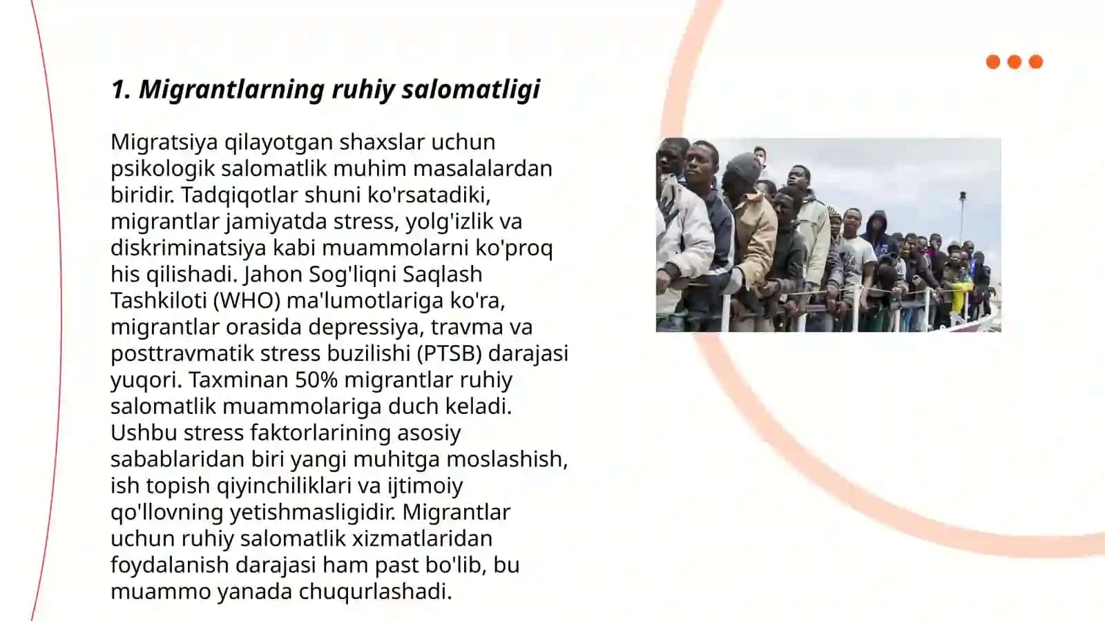 Migrantlarning ruhiy jatohati qaytgan muhojirning ruhiy jarohati sifatida 3