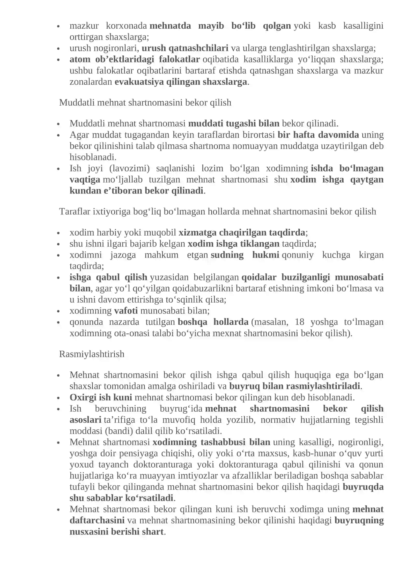 Mehnat shartnomasini bekor qilish tushunchasi 3