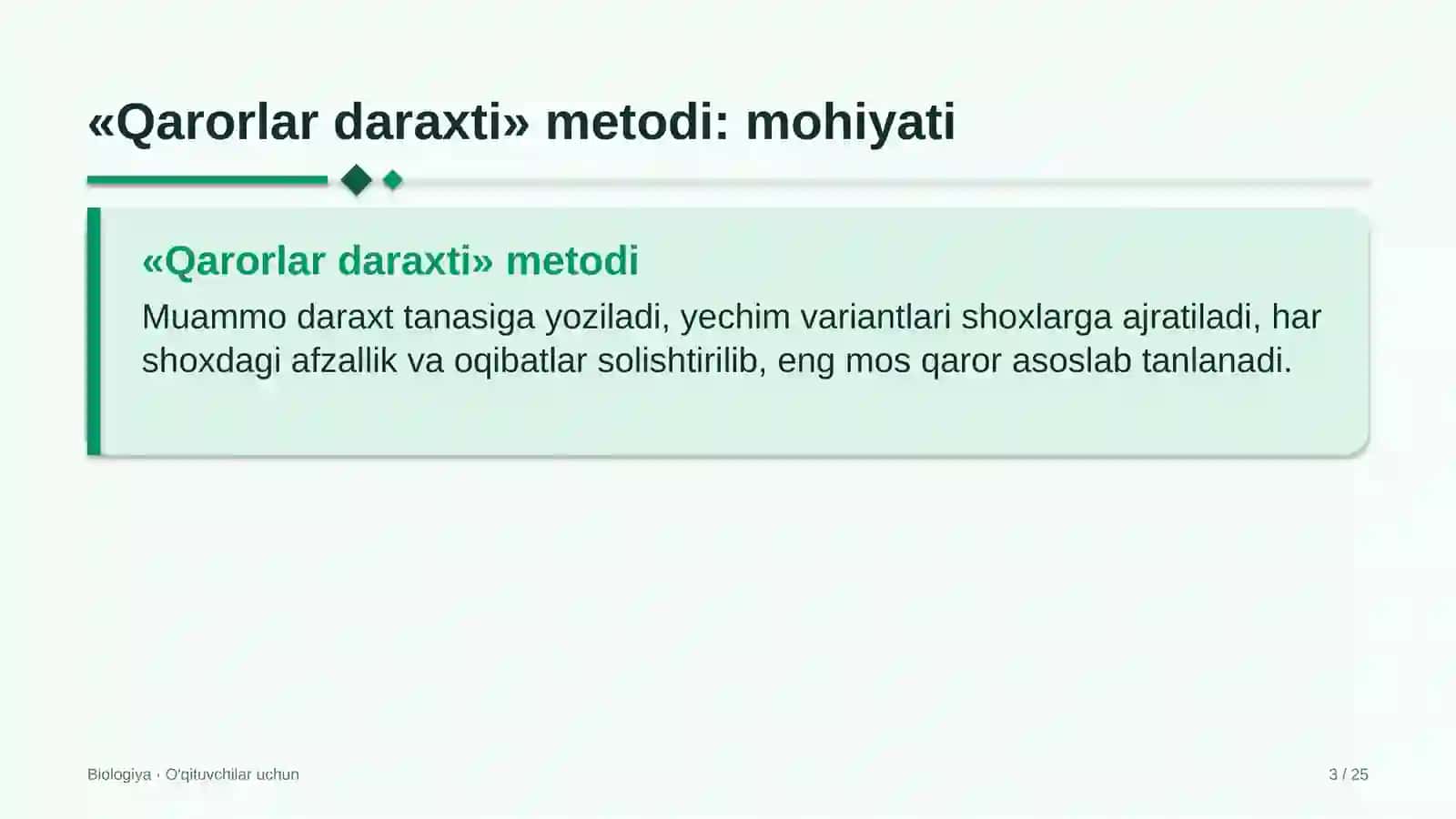 biologiya darslarida qarorlar daraxti metodidan foydalanish 5111 3
