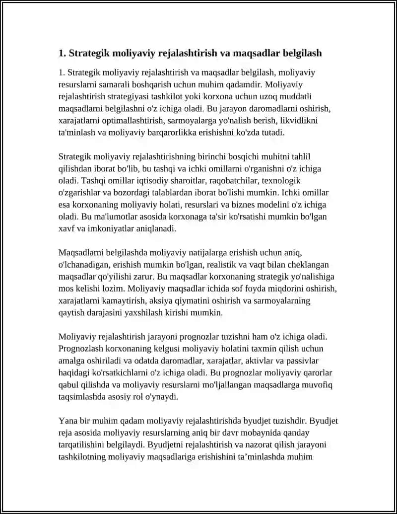 Strategik moliyaviy rejalashtirish va maqsadlar belgilash 3