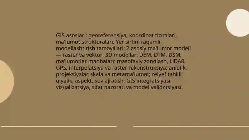 Yer sirtini raqamli modellashtirishda GIS texnalogiyalaring orni 3