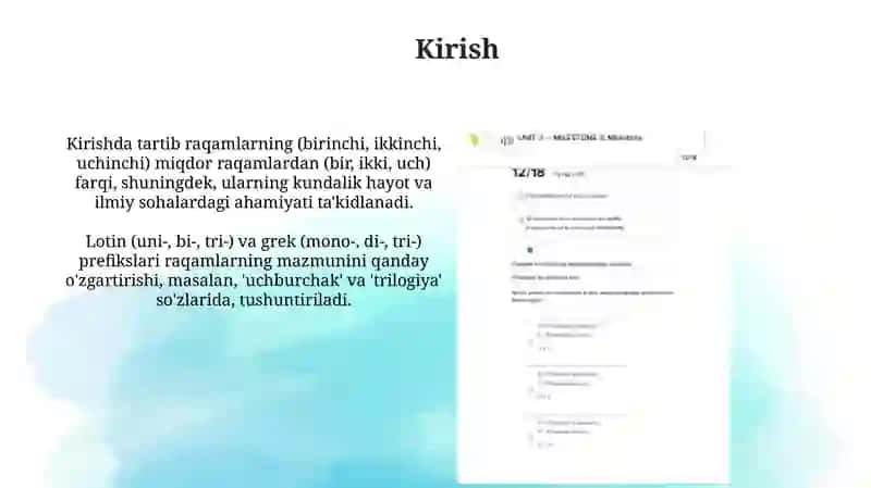 Sonlar tartib vasanoqson, lotin va grek old qo’shichalari 3