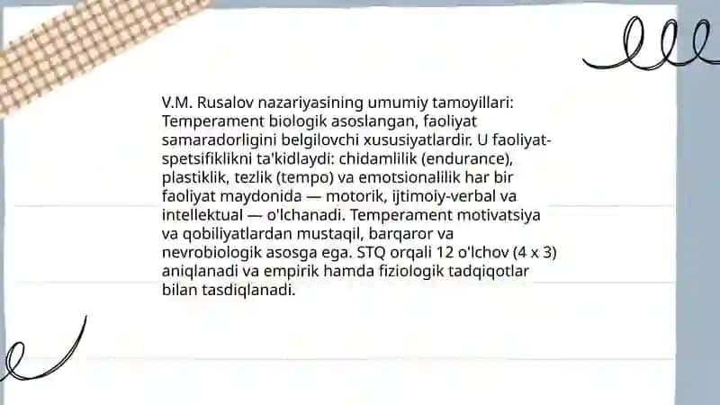 V.M. Rusalov nazariyasida tempramentlarning tuzulishi 3