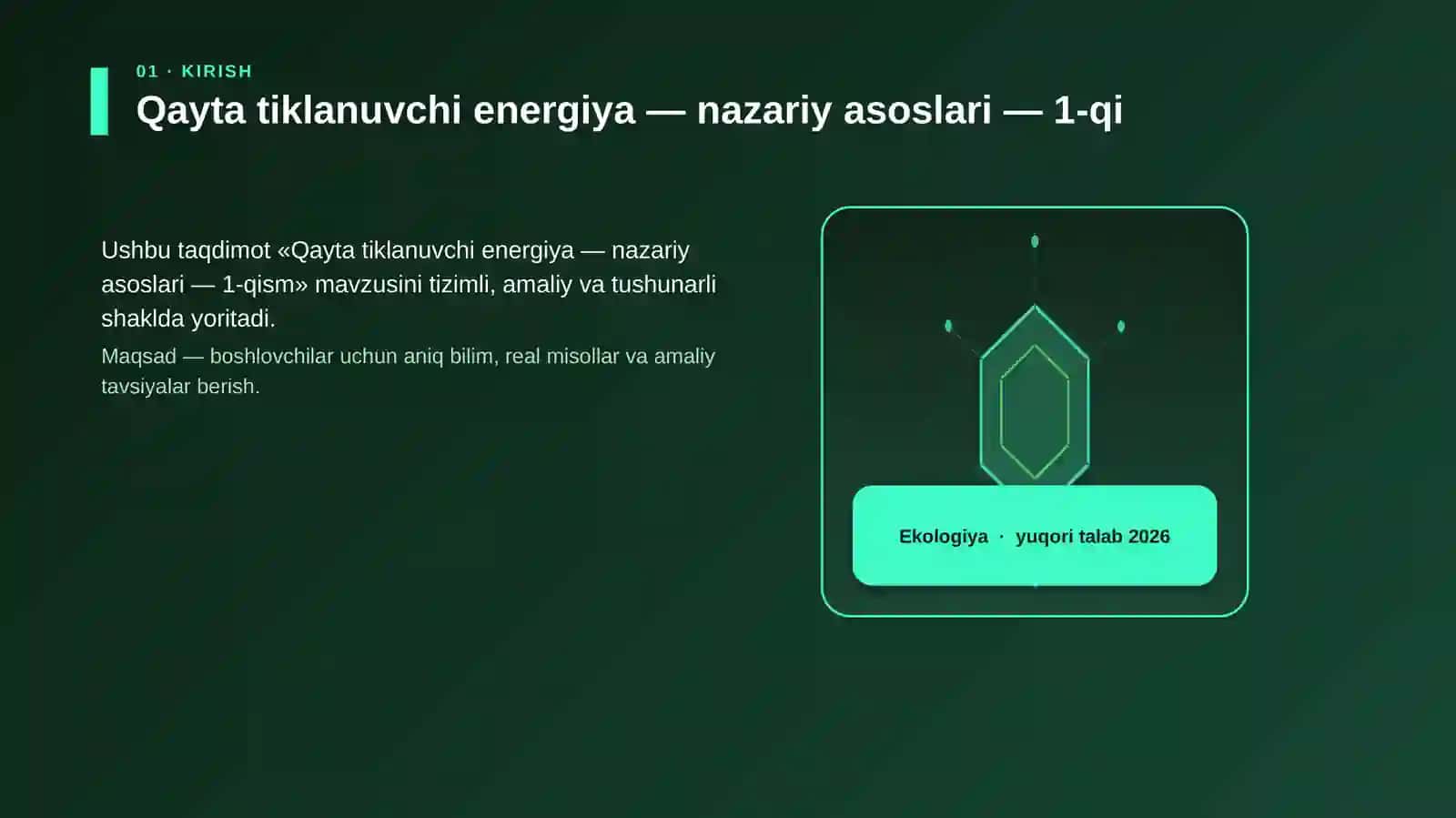 Qayta tiklanuvchi energiya — nazariy asoslari — 1-qism 3