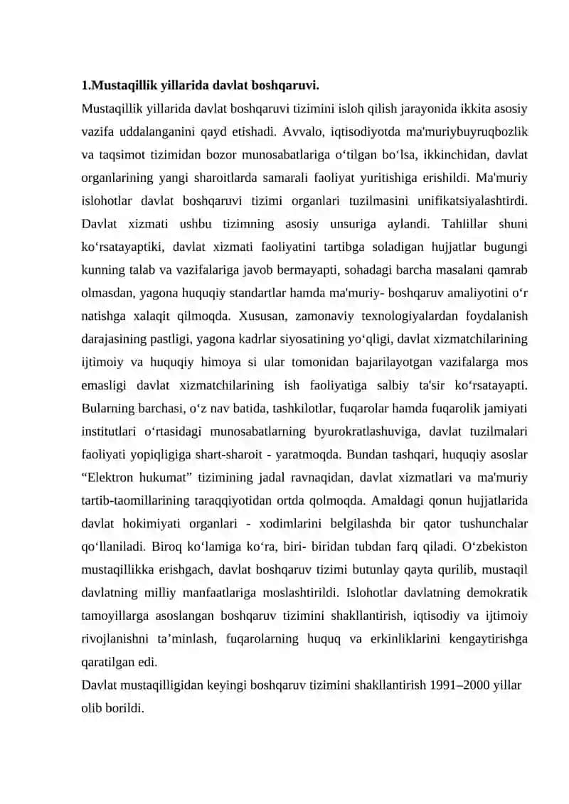 mustaqillik yillarida davlat bosjqaruv tizimida amalga oshirilgan islohotlar 3