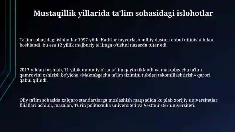 Mustaqil O'zbekistonda Ta'lim va Pedagogik Fikrtaraqqiyotlar 3